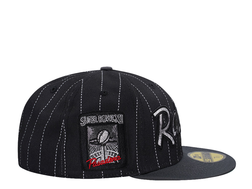 PRE-ORDER New Era Las Vegas Raiders Super Bowl XI Pinstripe Black Two Tone Edition 59Fifty Fitted Hat