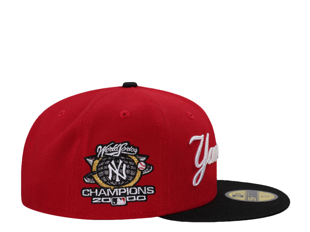 New Era New York Yankees World Series Champions 2000 Script Red Prime Edition 59Fifty Fitted Hat