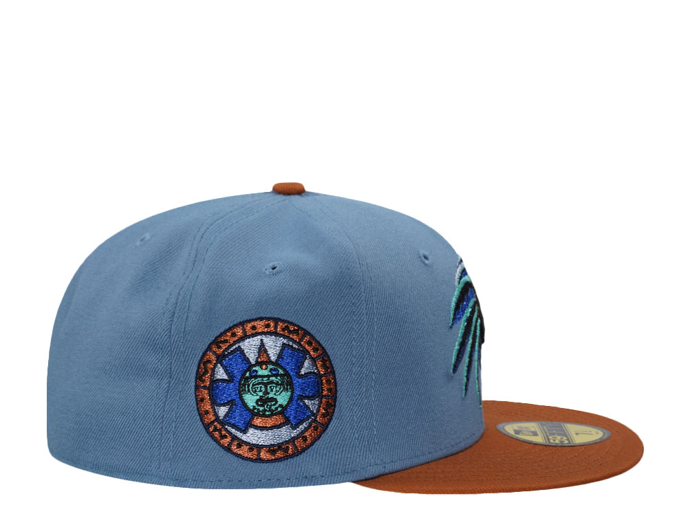 New Era Mexico Aztec Skull Warrior Sky Blue Two Tone Edition 59Fifty Fitted Hat