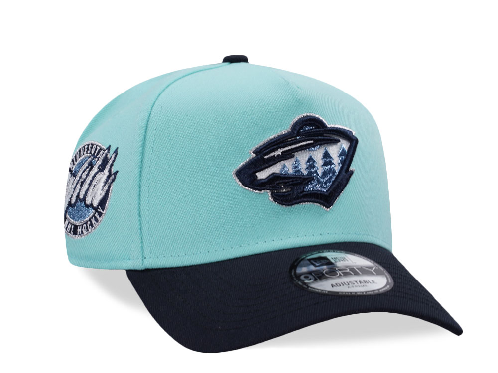 New Era Minnesota Wild NHL Hockey Tint Blue Two Tone Edition 9Forty A Frame Snapback Hat