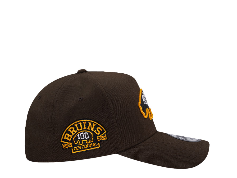New Era Boston Bruins 100th Anniversary Walnut Prime Edition 9Forty A Frame Snapback Hat