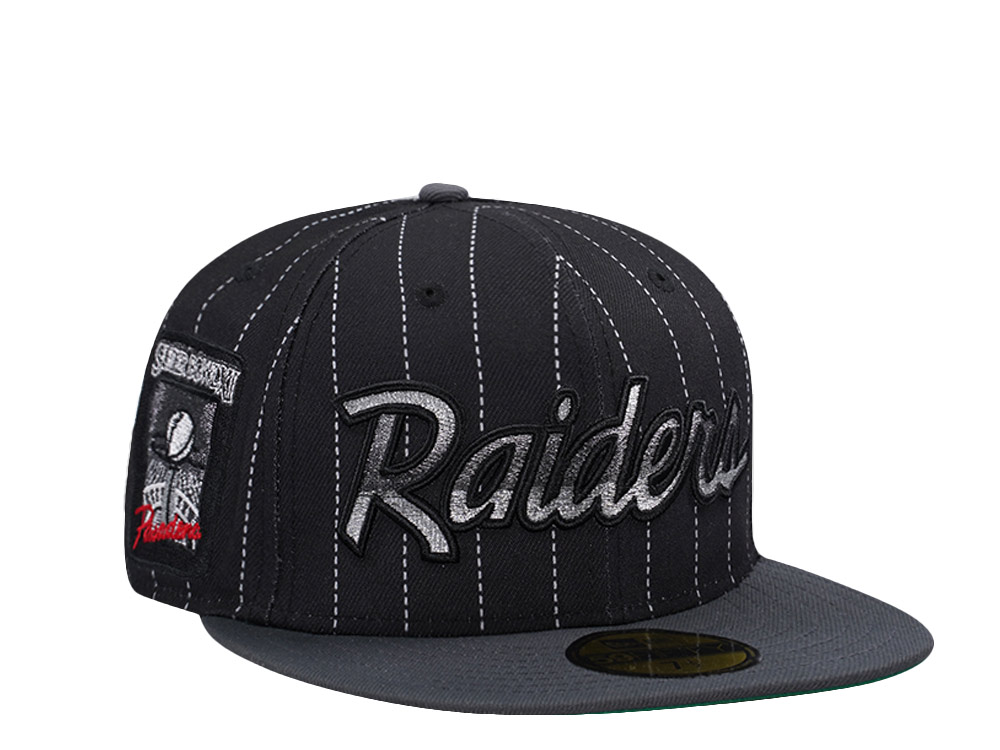 PRE-ORDER New Era Las Vegas Raiders Super Bowl XI Pinstripe Black Two Tone Edition 59Fifty Fitted Hat