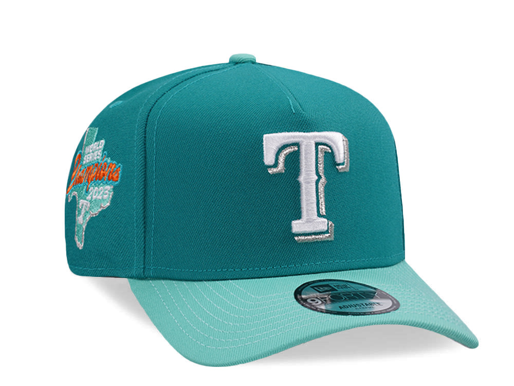 New Era Texas Rangers World Series Champions 2023 Mint Two Tone Edition 9Forty A Frame Snapback Hat