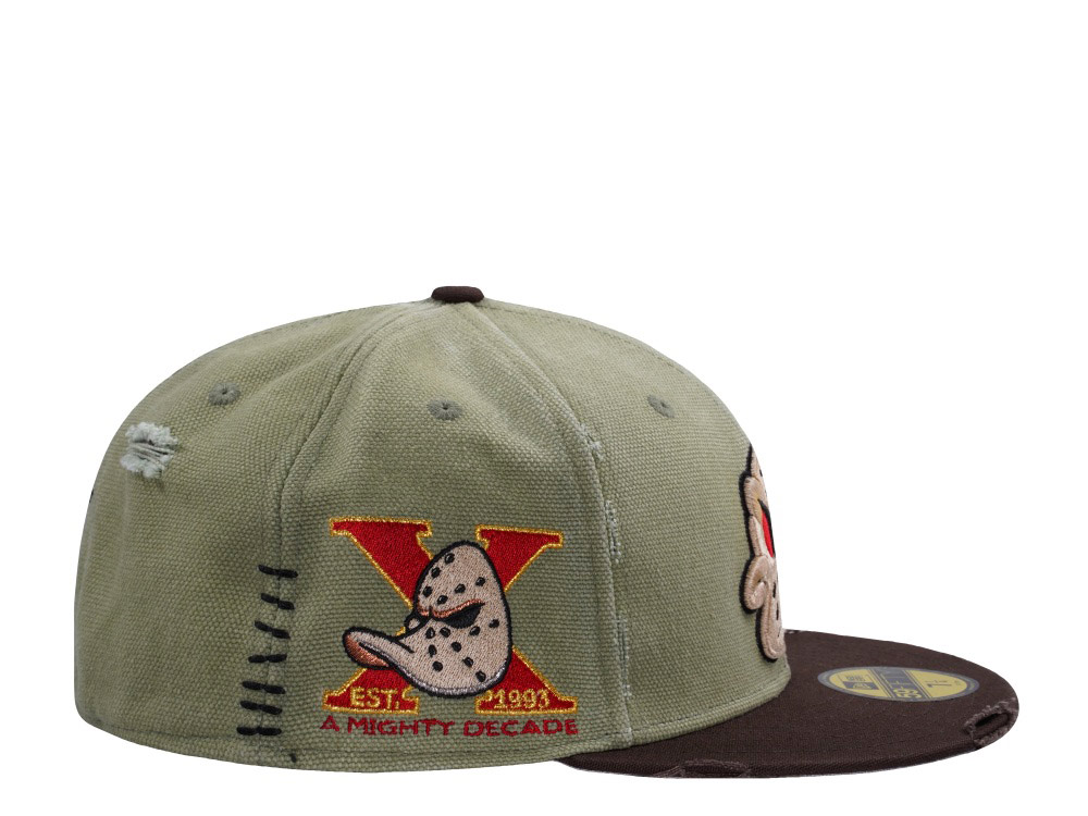 PRE-ORDER New Era Anaheim Ducks 10th Anniversary Washed Canvas Rifle Green Two Tone Horror Edition 59Fifty Fitted Hat