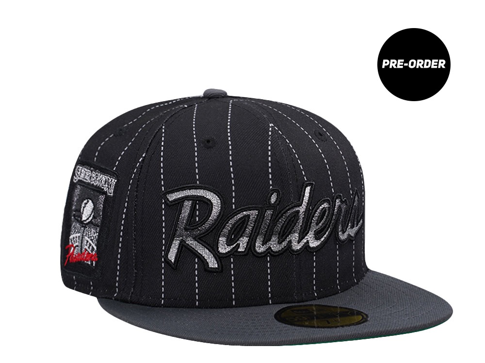 PRE-ORDER New Era Las Vegas Raiders Super Bowl XI Pinstripe Black Two Tone Edition 59Fifty Fitted Hat