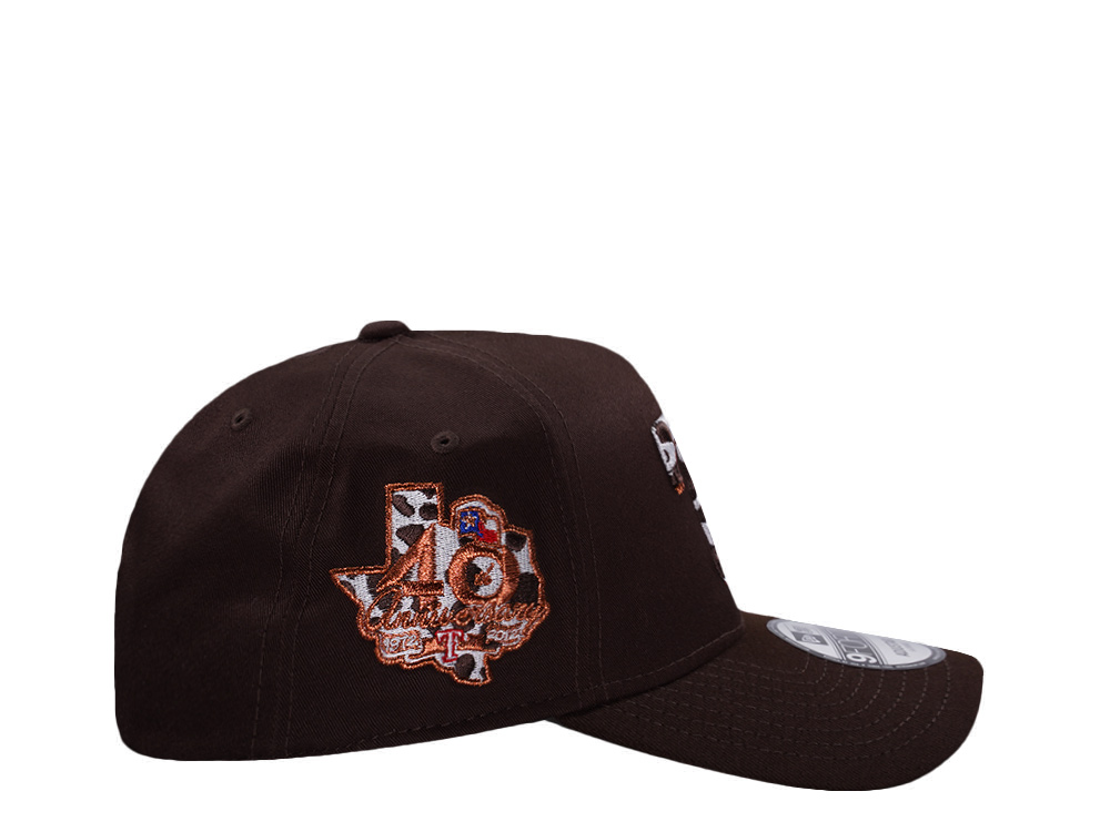 New Era Texas Rangers 40th Anniversary Burnt Wood Prime Edition 9Forty A Frame Snapback Hat