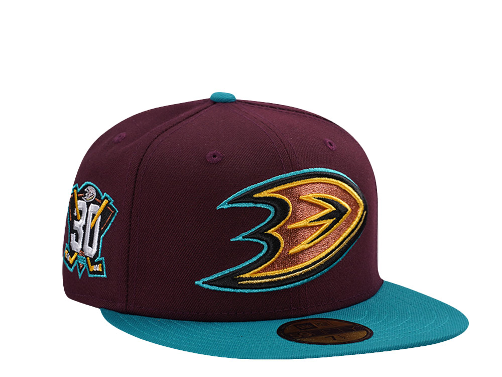New Era Anaheim Ducks 30th Anniversary Maroon Two Tone Edition 59Fifty Fitted Hat