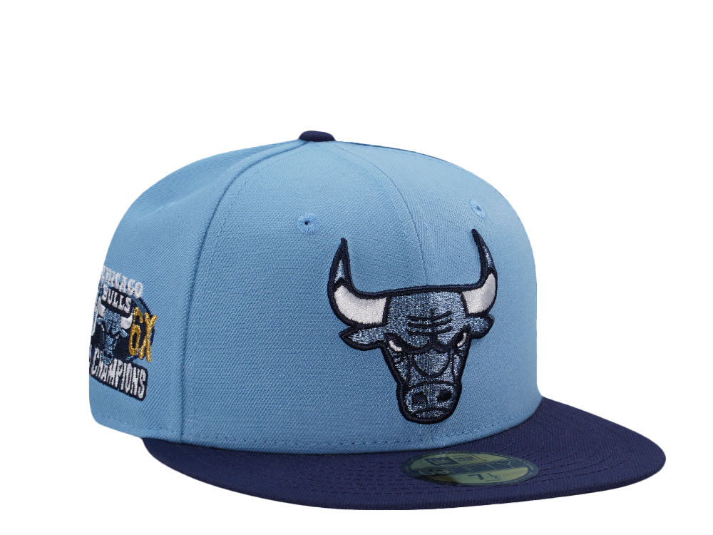 New Era Chicago Bulls 6x NBA Champion Sky Blue Two Tone Edition 59Fifty Fitted Hat