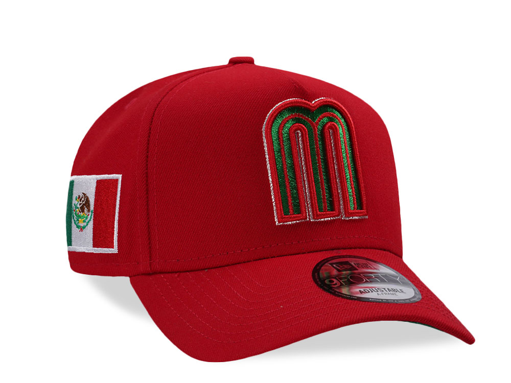 New Era Mexico World Baseball Classic Mexico Scarlet Edition 9Forty A Frame Snapback Hat