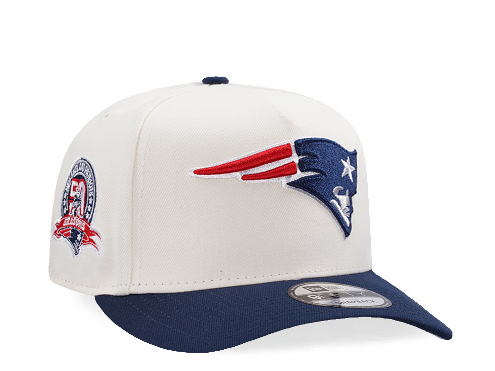New Era New England Patriots 50th Anniversary Chrome Two Tone Edition 9Fifty A Frame Snapback Hat