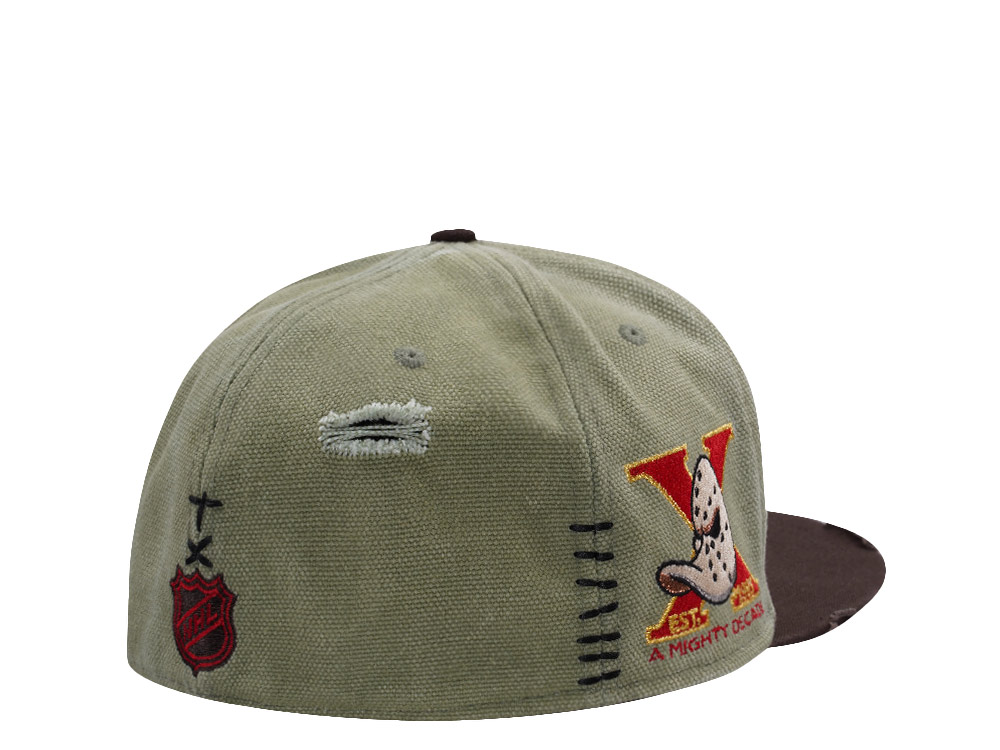 PRE-ORDER New Era Anaheim Ducks 10th Anniversary Washed Canvas Rifle Green Two Tone Horror Edition 59Fifty Fitted Hat