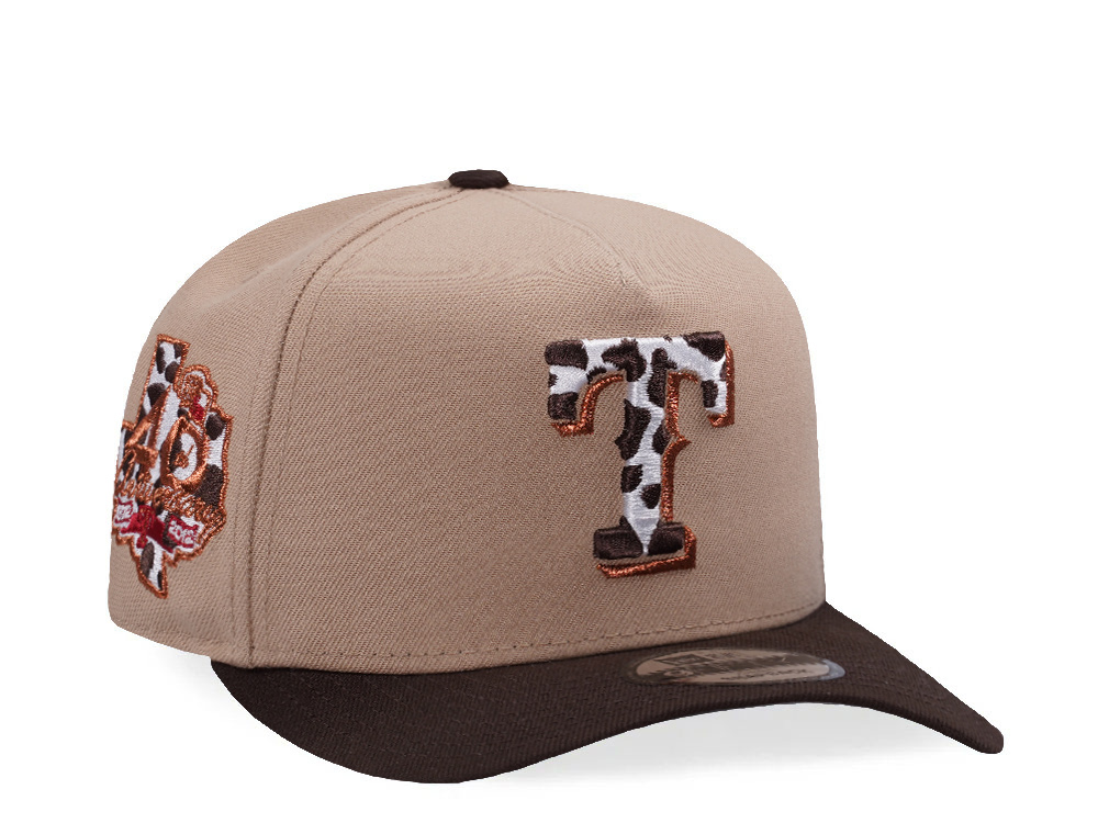 New Era Texas Rangers 40th Anniversary Camel Two Tone Edition 9Fifty A Frame Snapback Hat