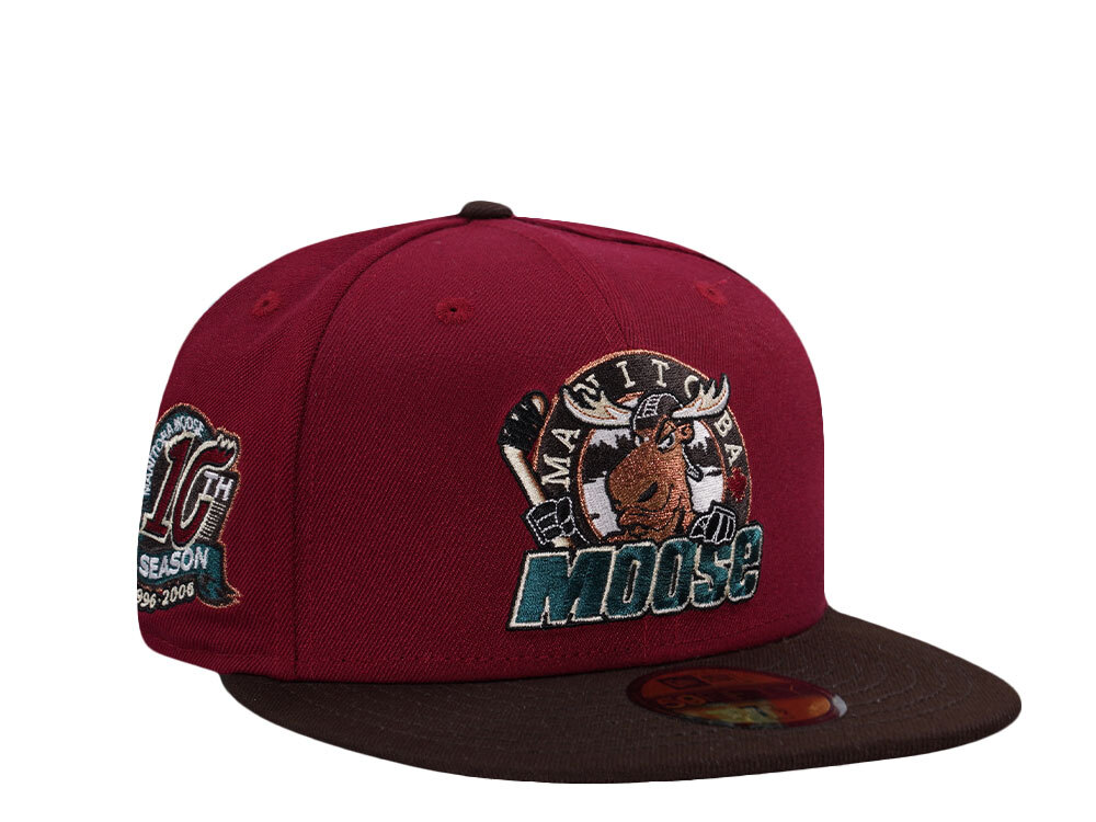 New Era Manitoba Moose 10th Anniversary Maroon Two Tone Edition 59Fifty Fitted Hat