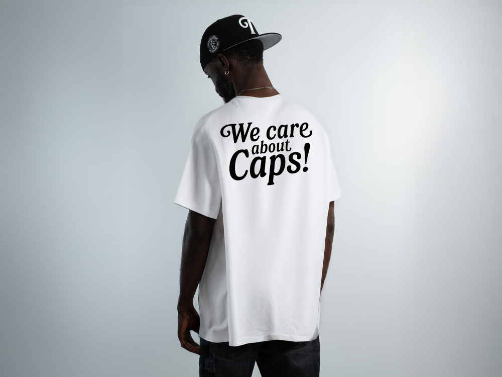 Family T-Shirt We Care About Caps White Oversize Edition