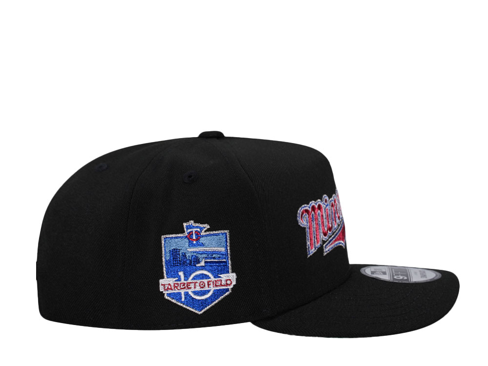 New Era Minnesota Twins 10th Anniversary Target Field Black Throwback Edition 9Fifty A Frame Snapback Hat