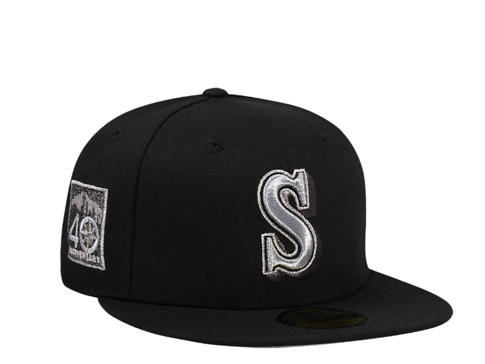 New Era Seattle Mariners 40th Anniversary Metallic Black Edition 59Fifty Fitted Hat
