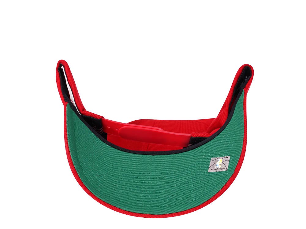 Mitchell & Ness Miami Heat Team Ground Red Line Solid Flex Teal Snapback Cap