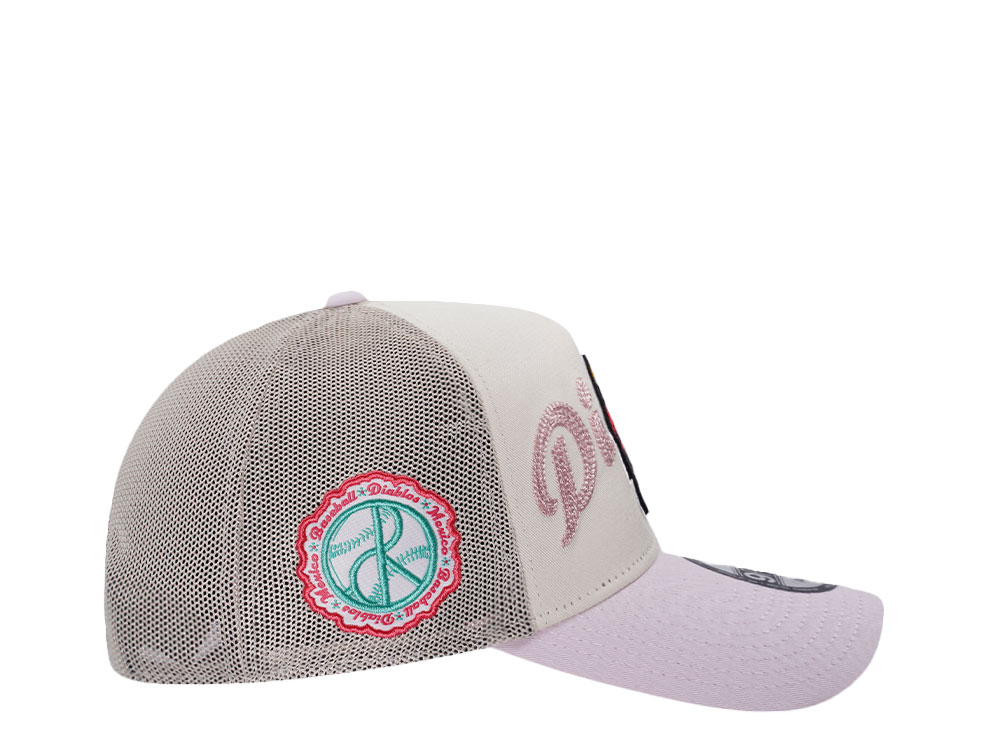 New Era Mexico City Diablos Rojos De Mexico Alternate Logo Wordmark Mesh 9Forty A Frame Trucker Snapback Hat