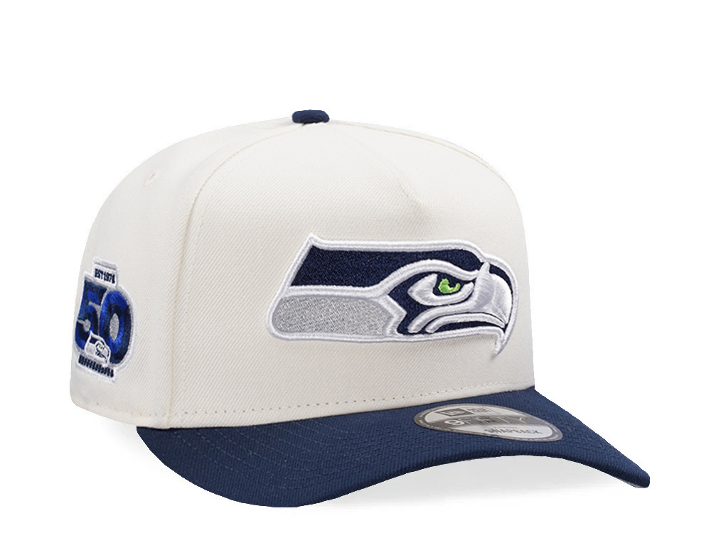 New Era Seattle Seahawks 50th Anniversary Chrome Two Tone Edition 9Fifty A Frame Snapback Hat