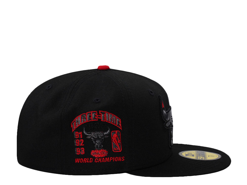New Era Chicago Bulls Three Time Champions Blackout Prime Edition 59Fifty Fitted Hat
