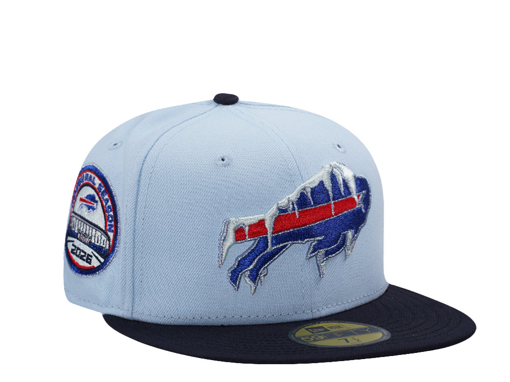 New Era Buffalo Bills Inaugural Season Metallic Glacier Blue Two Tone Edition 59Fifty Fitted Hat