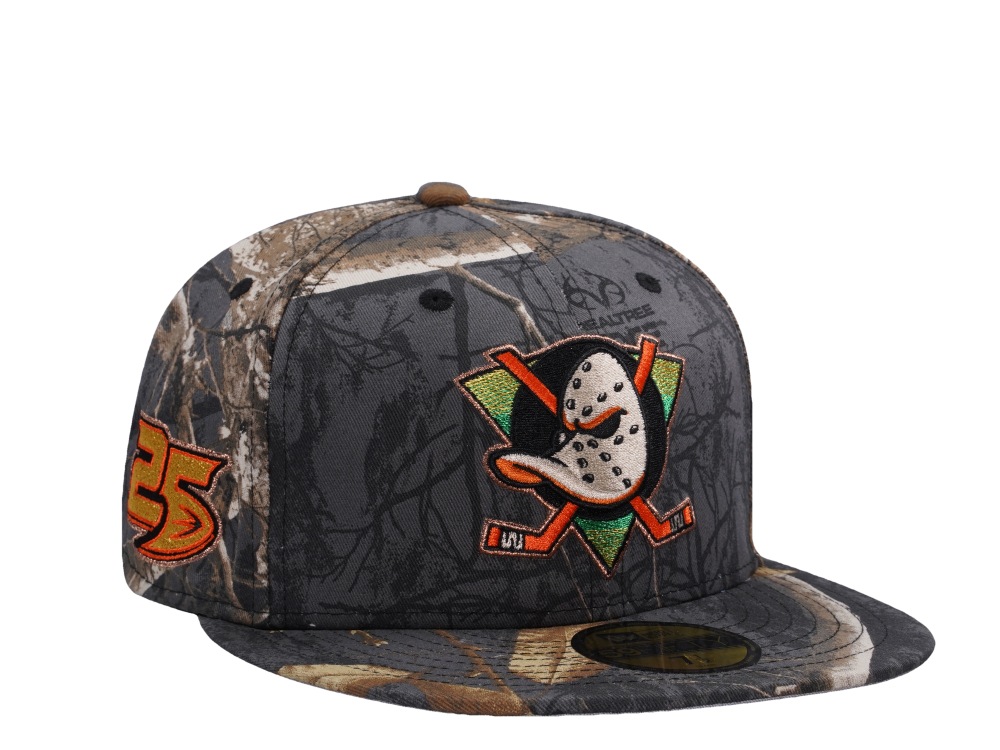 New Era Anaheim Ducks 25th Anniversary Black Realtree APX Prime Edition 59Fifty Fitted Hat