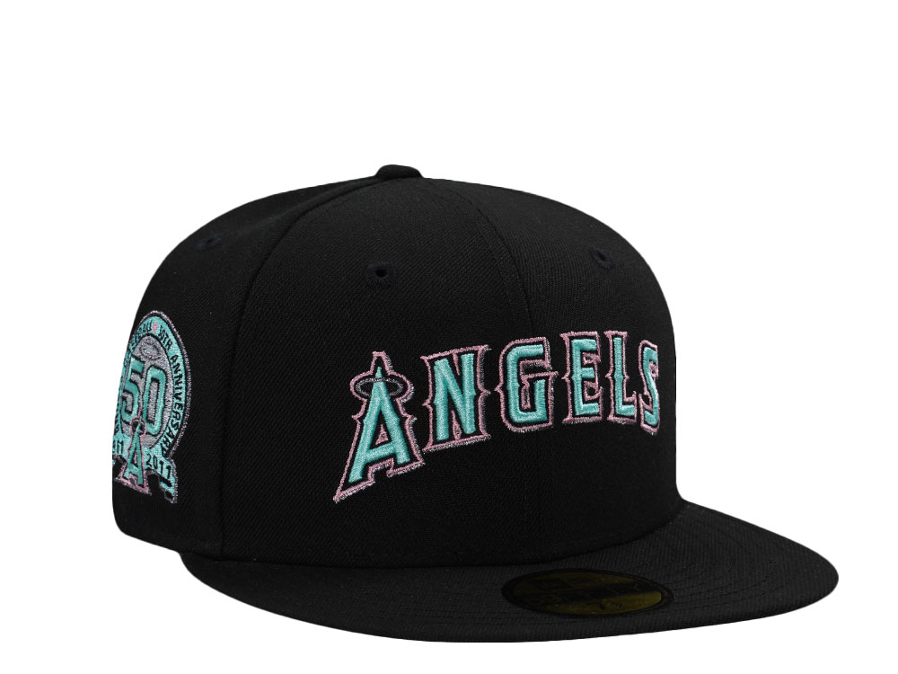 New Era Anaheim Angels 50th Anniversary Mint Black Prime Edition 59Fifty Fitted Hat