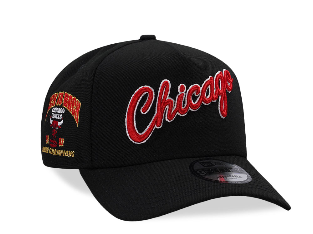 New Era Chicago Bulls Back To Back World Champions Black Prime Edition 9Forty A Frame Snpaback Hat