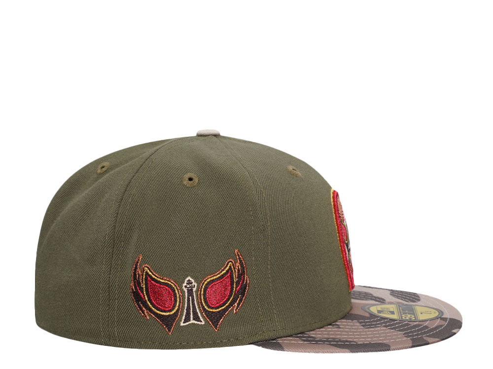 New Era Reading Fightin Phils Olive Luchadores Camo Two Tone Edition 59Fifty Fitted Hat